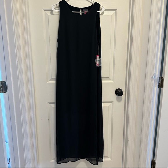 Vince Camuto Chiffon Overlay Black Maxi Dress Size Large - Picture 1 of 7